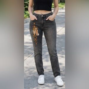 Gray Jeans with Horse Embroidery XL